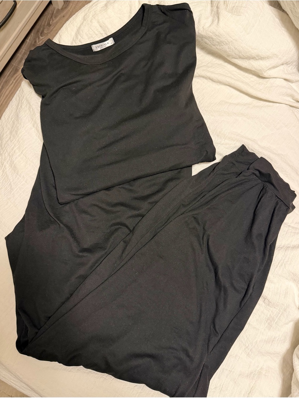 Ekouaer Black Pajama Lounge Set Long Sleeve Top & Pants size XXL